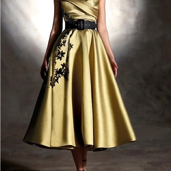 NWT, beautiful green satin retro gown - Picture 10 of 11